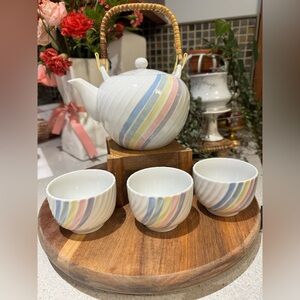 1980s MASAHIRO MORI for HAKUSAN vintage Rainbow teapot Japanese ceramics